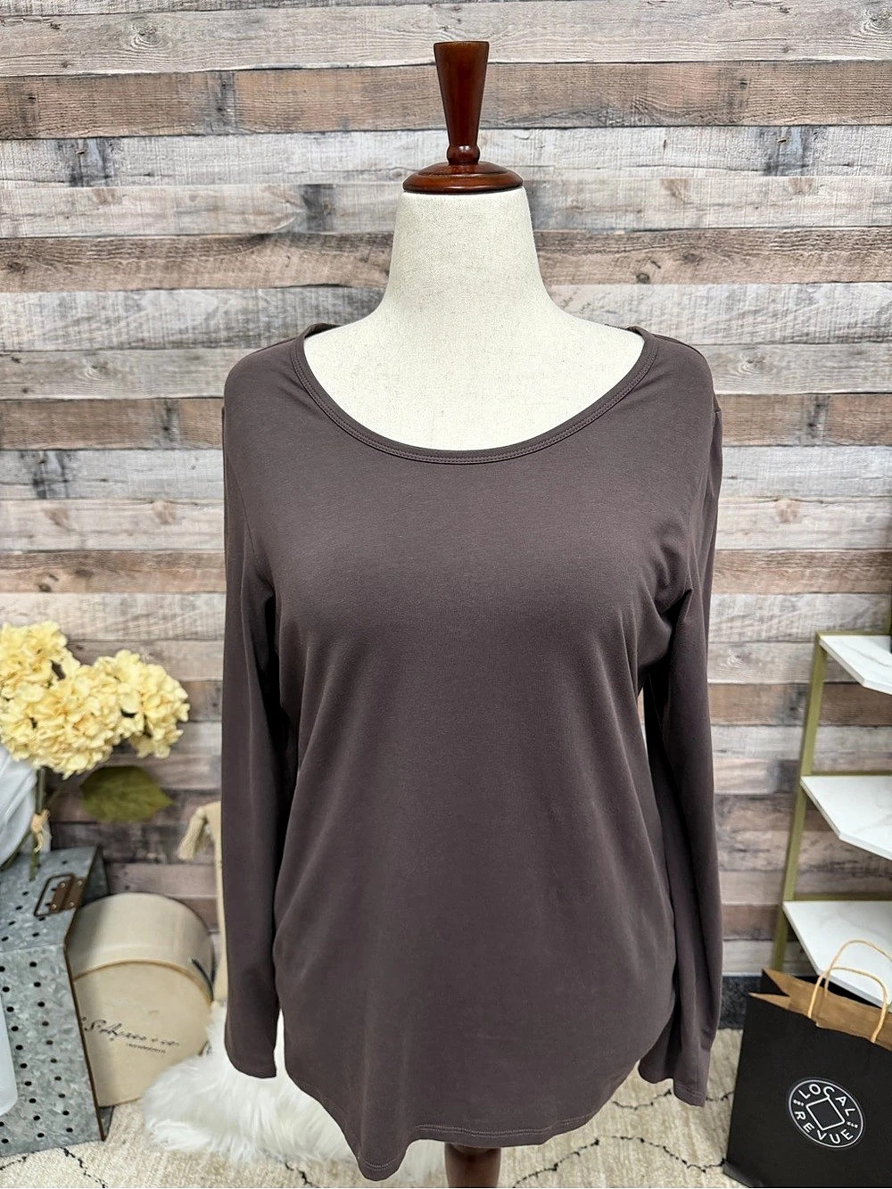 Peruvian Connection brown long sleeve tee NS